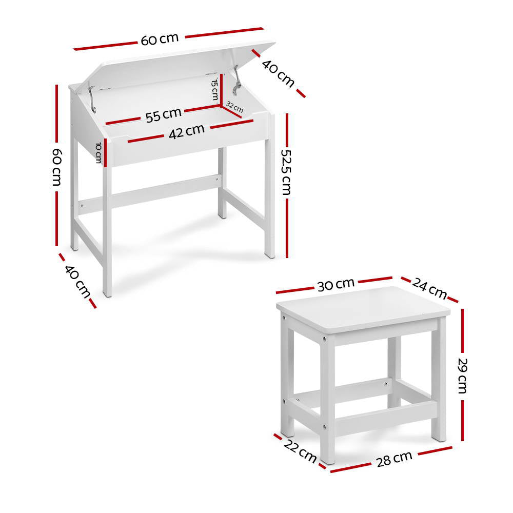 Kids Table Chairs Set Children Drawing Writing Desk Storage