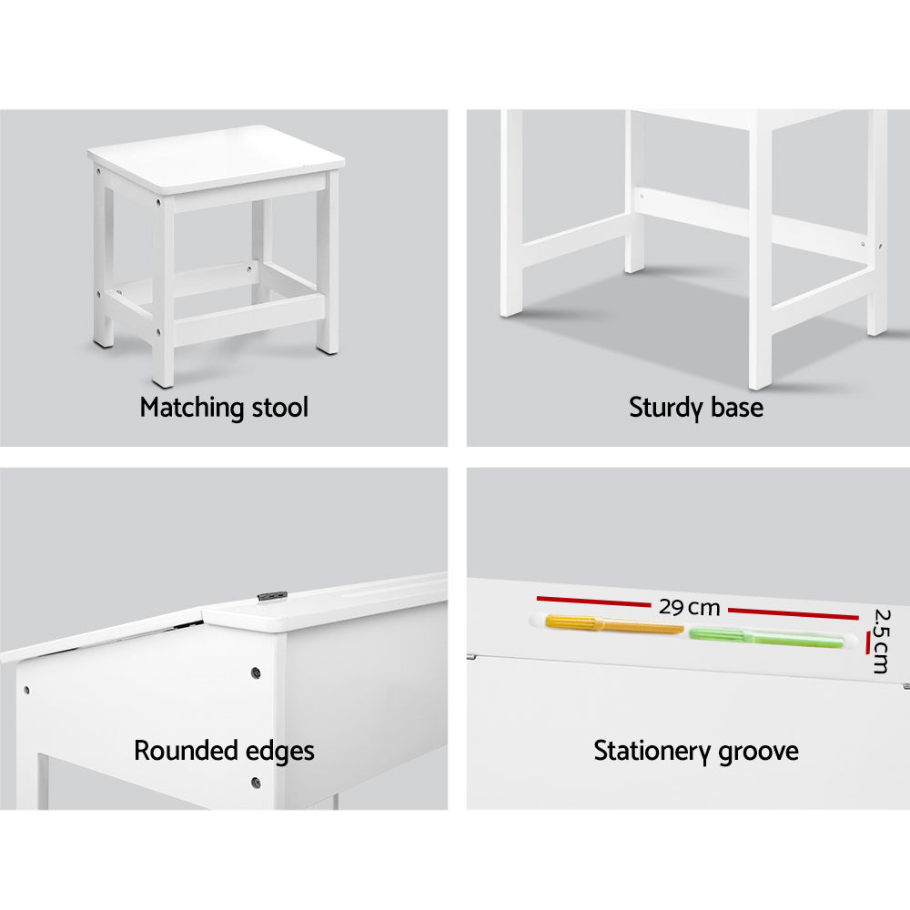 Kids Table Chairs Set Children Drawing Writing Desk Storage