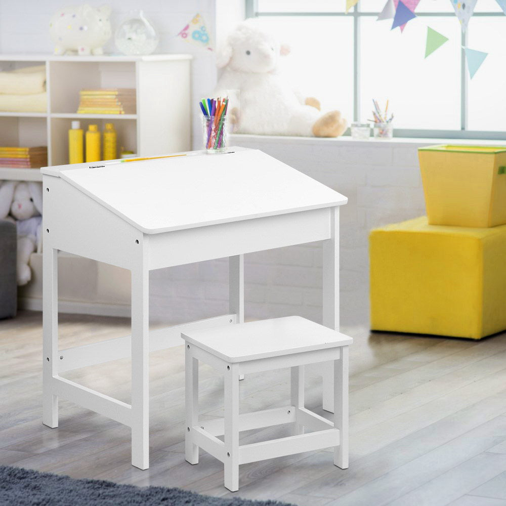 Kids Table Chairs Set Children Drawing Writing Desk Storage