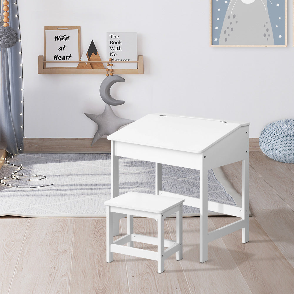 Kids Table Chairs Set Children Drawing Writing Desk Storage