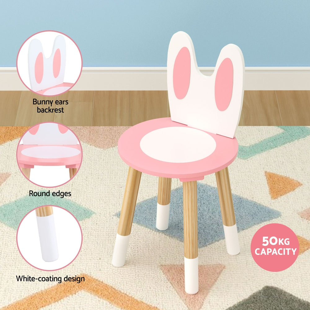 Kids Dressing Table Wooden Bunny Pink