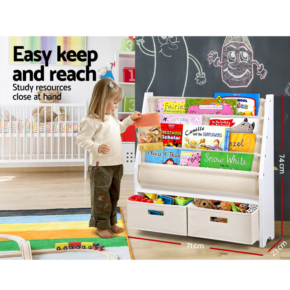 Kids Wooden Bookshelf Organiser