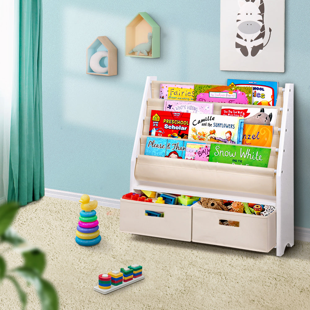 Kids Wooden Bookshelf Organiser