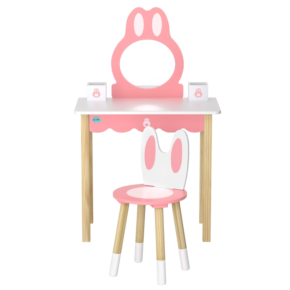 Kids Dressing Table Wooden Bunny Pink
